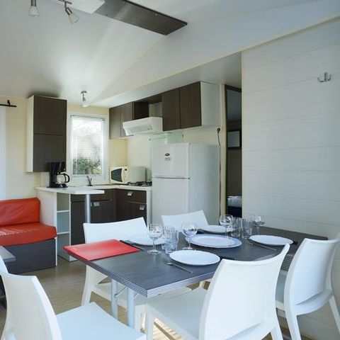 Stacaravan 6 personen - Stacaravan Forêt 34.5m² (3 kamers) (ouder dan 10 jaar) + Terras + TV 4/6 pers