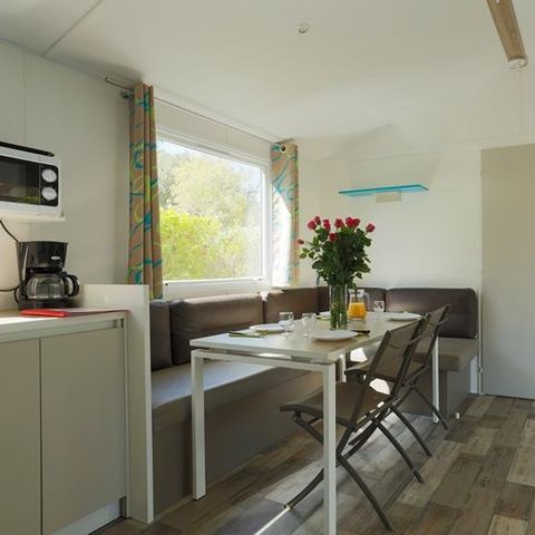 Stacaravan 8 personen - Stacaravan Sable 40m² (4 kamers) + TV + Overdekt terras (+ 8 jaar) 8 pers