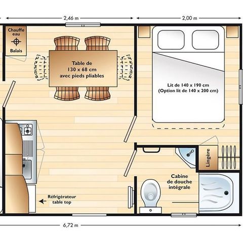 Stacaravan 5 personen - AZUR - 2 slaapkamers met TV