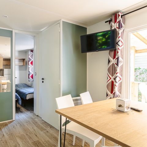 Stacaravan 6 personen - Stacaravan Grand Large Plus 34,5m² (3 kamers) (jonger dan 3 jaar) + TV + Terras + vaatwasser + airconditioning 6 personen