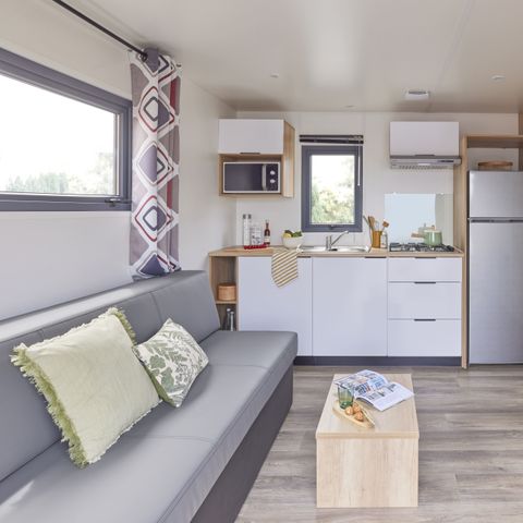 Stacaravan 2 personen - Stacaravan Plage Plus 18.6m² (- van 3 jaar) (1 kamer) + TV + Airco + Afwasmachine 2 pers