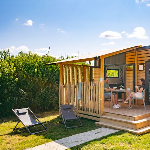Stacaravan 2 personen - Stacaravan Plage Plus 18.6m² (- van 3 jaar) (1 kamer) + TV + Airco + Afwasmachine 2 pers
