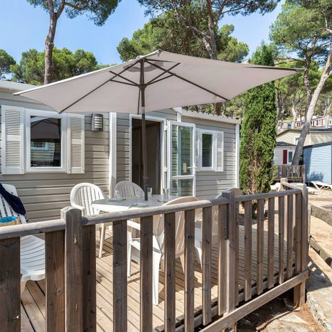 Stacaravan 6 personen - Klassiek | 2 slaapkamers | 4/6 Pers | Overdekt verhoogd terras | Airconditioning