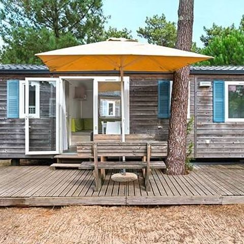 Stacaravan 4 personen - Comfort | 2 Slaapkamers | 4 Pers | Verhoogd terras | 1 Badkamer | Airconditioning | TV