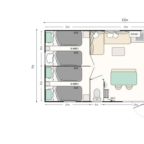 Stacaravan 8 personen - Stacaravan super cordelia 3 slaapkamers met halfoverdekt terras ( bouwjaar 2025)