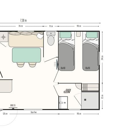 Stacaravan 5 personen - 2 slaapkamers - halfoverdekt terras (2022)