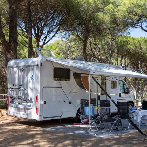 Kampeerplaats - Standaard Comfort standplaats - 60-75m2 - : auto - Caravan of camper of tent - Elektriciteit