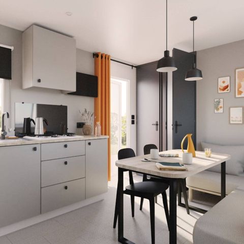Stacaravan 4 personen - Premium | 2 slaapkamers | 4 slaapplaatsen | Lounge terras | 1 badkamer | Airconditioning