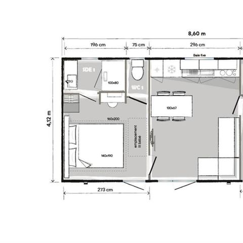 Stacaravan 4 personen - Cottage Premium 33m² - Air-conditioning 4 pers