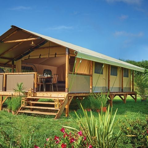Safaritent 7 personen - Ciela Nature Lodge tent - 2 slaapkamers - Ingerichte keuken - Badkamer