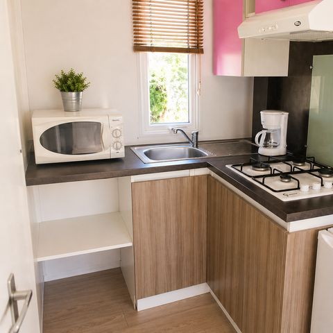 Stacaravan 2 personen - Privilège 1 slaapkamer - Onoverdekt terras - 21 m2