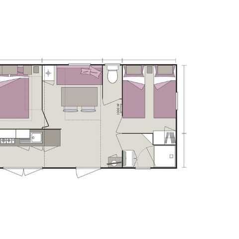 Stacaravan 4 personen - Homeflower Premium 29m² (2 kamers) Terras + TV + ZEEZICHT