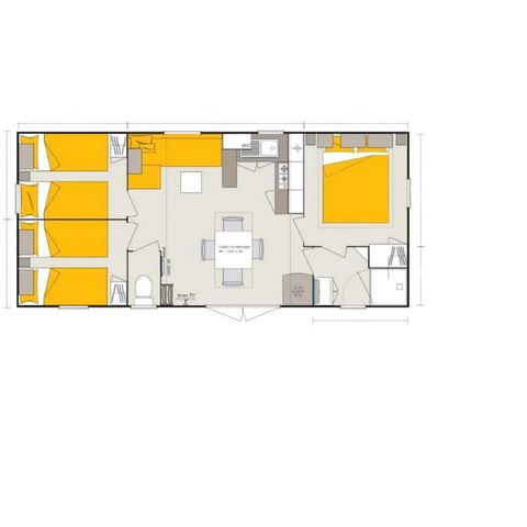 Stacaravan 6 personen - Homeflower Premium 35m² (3 kamers) + Terras + TV + ZEEZICHT
