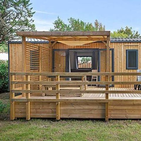 Stacaravan 6 personen - Mobile-home | Premium | 3 slaapkamers | 6 pers | Verhoogd terras | 2 badkamers | Airconditioning | TV