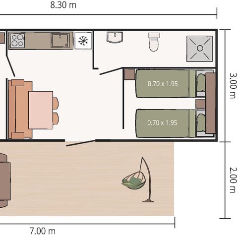 Stacaravan 4 personen - Mobile home Fuskulin