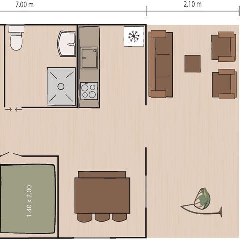 Safaritent 4 personen - Safaritent + sanitair + airco (6P)