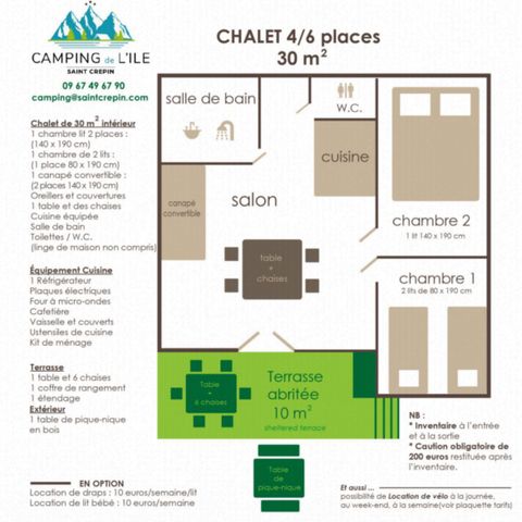 Chalet 6 personen - 2bed 4/6 pers