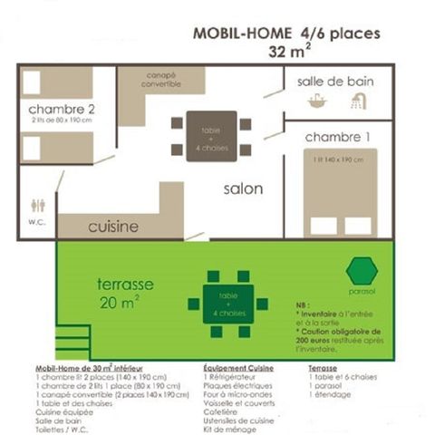 Stacaravan 6 personen - 2bed 4/6 pers