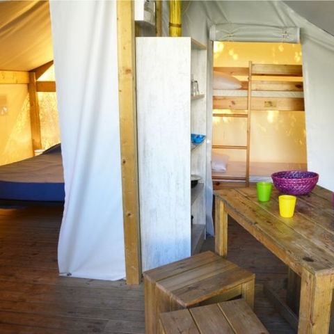 Glampingtent 4 personen - Junior Bungalow 2 slaapkamers 4 personen 17m².