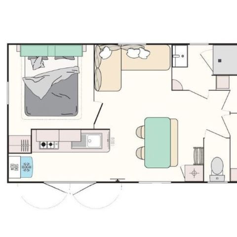Stacaravan 8 personen - Loisir+ 8 personen 3 kamers 30m² - voor 8 personen