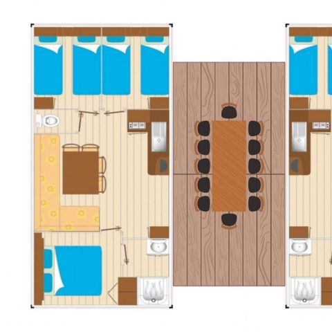 Stacaravan 12 personen - Stacaravan Tribu 12 personen 6 slaapkamers 2badkamers 60m² (60m²)