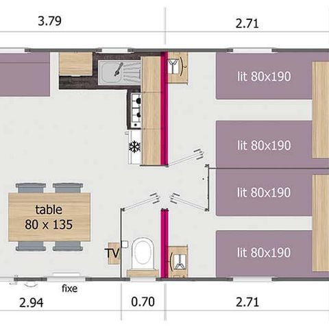 Stacaravan 6 personen - CALIFORNIA TRIO RESIDENTIAL