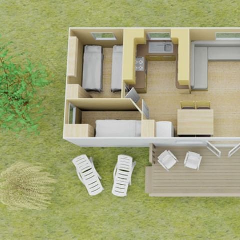 Stacaravan 8 personen - Homair stacaravans op camping La Guyonnière Classic XL | 3 slaapkamers | 6/8 personen | Verhoogd terras