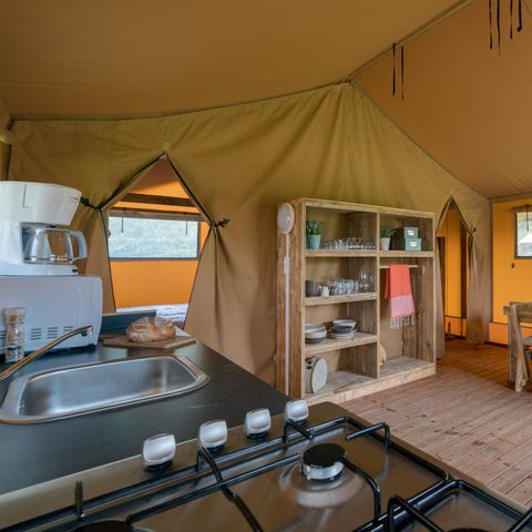 Safaritent 6 personen - Woody Lodge, Airconditioning - 2 slaapkamers