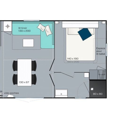 Stacaravan 4/6 personen - Vakantiehuis Brasilia - 2 Ch - 1 Sdb