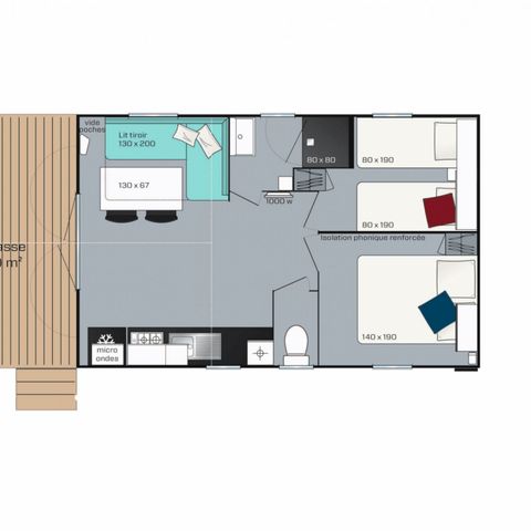 Stacaravan 4 personen - Huisje Bangkok 4 pers 2 Ch 1 Sdb ***