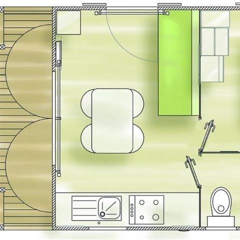 Stacaravan 2 personen - Eco 1bed 2 personen