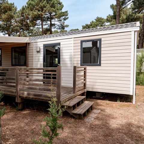 Stacaravan 4 personen - Stacaravan Premium 32m² (2 kamers - 2 badkamers) + Afwasmachine + 15m² halfoverdekt terras
