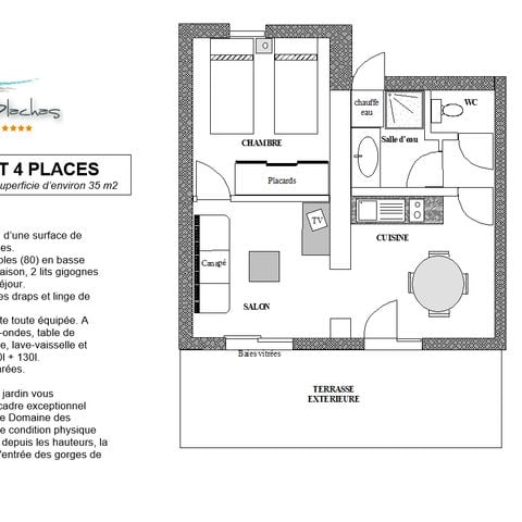 VAKANTIEHUIS 4 personen - PAVILJOEN TV-TERRAS