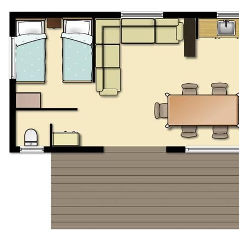 Stacaravan 6 personen - Cottage Confort "Camargue" 29m² 3ch 4/6 pers