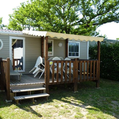 Stacaravan 7 personen - Stacaravan Standard 32 m² 3 kamers + terras 12m² halfoverdekt (9m²) 6/7 pers