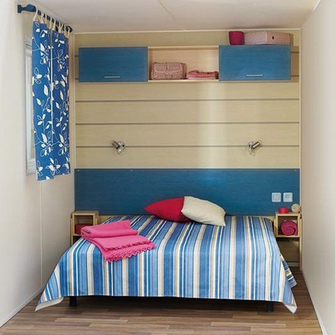 Stacaravan 2 personen - Stacaravan Standaard 21m² 1 kamer + terras 12m² halfoverdekt (9m²) 2 pers