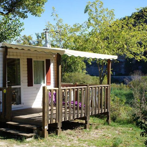 Stacaravan 2 personen - Stacaravan Standaard 21m² 1 kamer + terras 12m² halfoverdekt (9m²) 2 pers