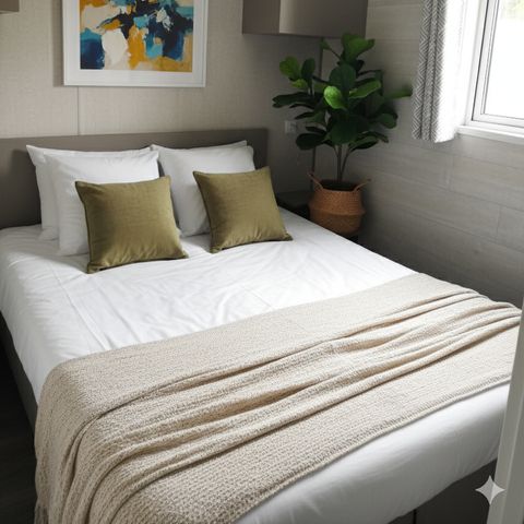 Stacaravan 4 personen - MOBIWOOD 36 met zijn PRIVE JACUZZI - 2 Slaapkamers
