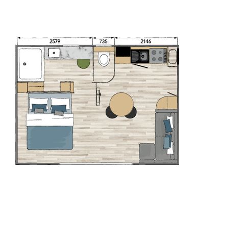Stacaravan 2 personen - Sunêlia Luxe TAOS S2 2 pers. 1 slaapkamer. 1 badkamer. met of zonder privé jacuzzi