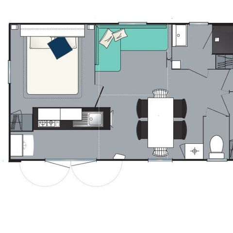 Stacaravan 8 personen - Loisir+ 8 personen 3 kamers 34m² - stacaravan voor 8 personen