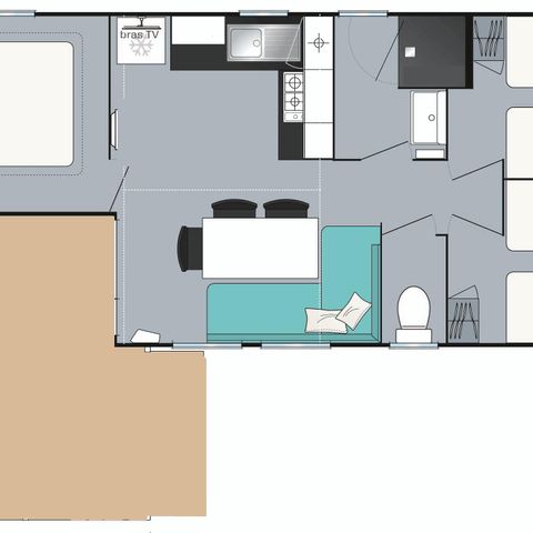Stacaravan 8 personen - Stacaravan Loisir+ 6 personen 3 kamers 30m² - stacaravan voor 6 personen
