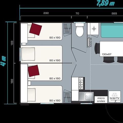 Stacaravan 6 personen - 3 slaapkamers, 31m2 categorie 3