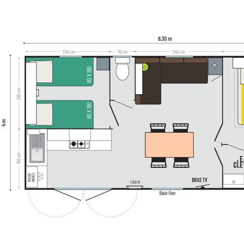 Stacaravan 4 personen - MH Riviera suite 2Ch 4P