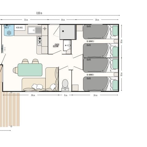 Stacaravan 6 personen - Prestige+ 3 sl.k. 6 pers - 31 m² - Frankrijk