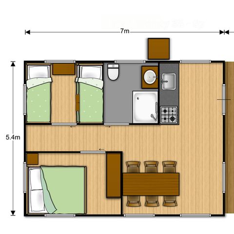 Lodge 6 personen - Ciela Nature Lodge tent - 2 slaapkamers - Ingerichte keuken - Badkamer
