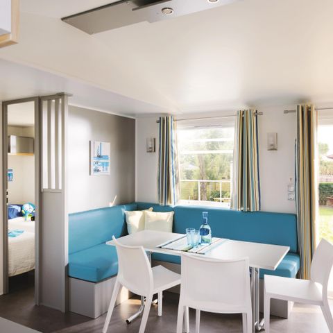 Stacaravan 6 personen - Standaard 31m² (3 kamers) + TV + 7m² overdekt terras