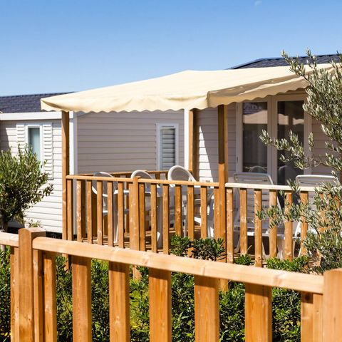 Stacaravan 6 personen - Mobile-home | Comfort | 2 slaapkamers | 4/6 pers. | Verhoogd terras | Airconditioning | TV
