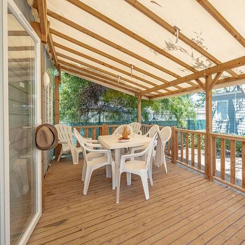 Stacaravan 6 personen - Mobile-home | Comfort | 2 slaapkamers | 4/6 pers. | Verhoogd terras | Airconditioning | TV