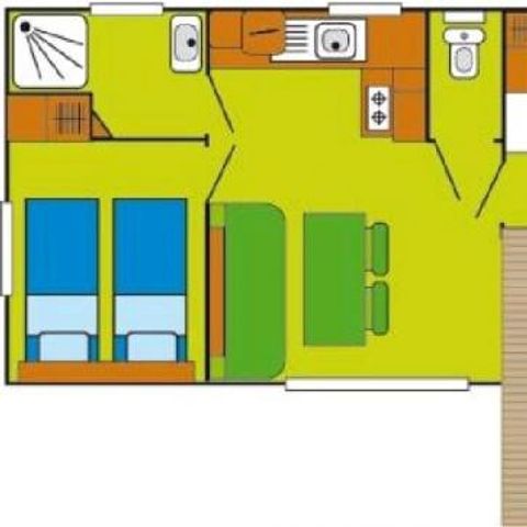 Stacaravan 5 personen - Mobile-home | Comfort | 2 Slaapkamers | 5 Pers. | Terras Single | 1 Badkamer | Air-con.