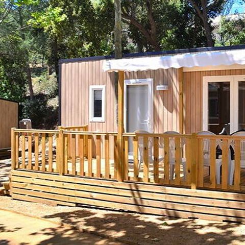 Stacaravan 6 personen - Comfort | 2 Slaapkamers | 4/6 Pers | Verhoogd terras | Airconditioning
